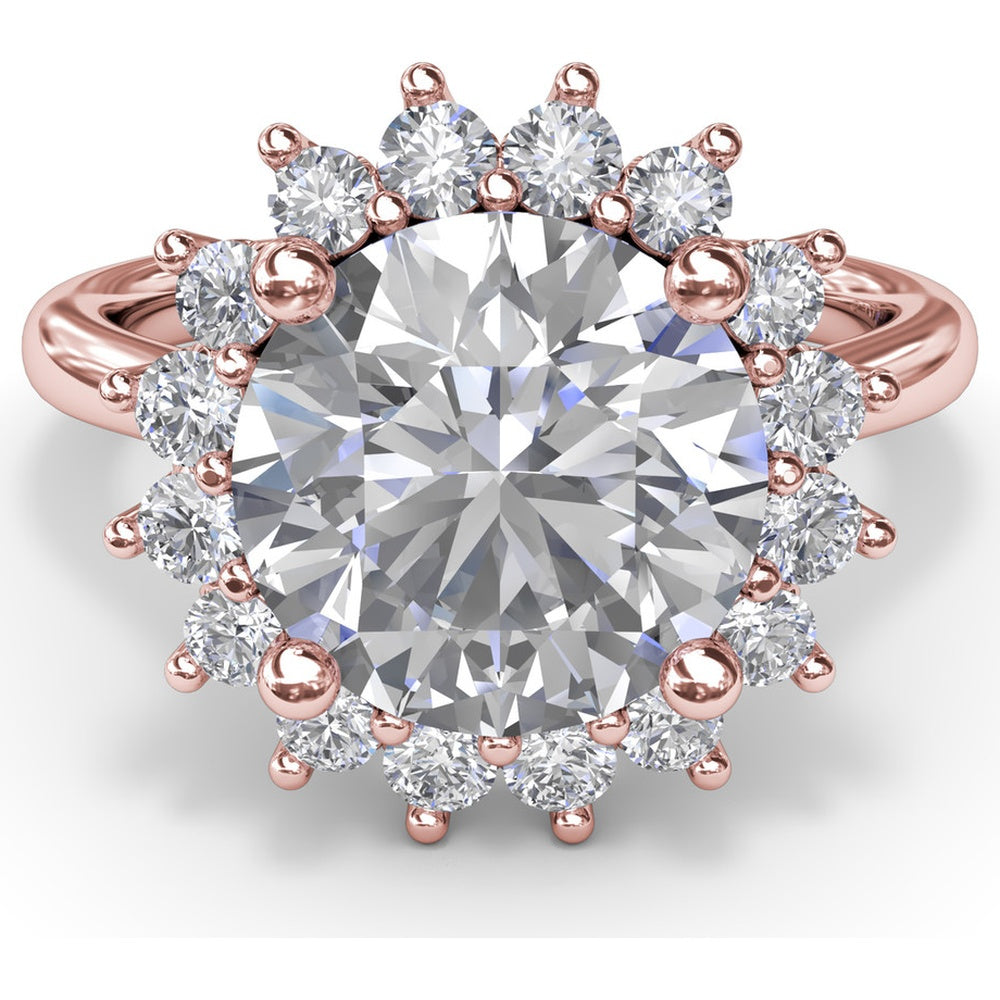 Floral Halo Engagement Ring Setting with Round Diamond Accents by Fana - 0.56 Carat Total Diamond Weight