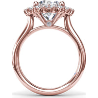 Floral Halo Engagement Ring Setting with Round Diamond Accents by Fana - 0.56 Carat Total Diamond Weight
