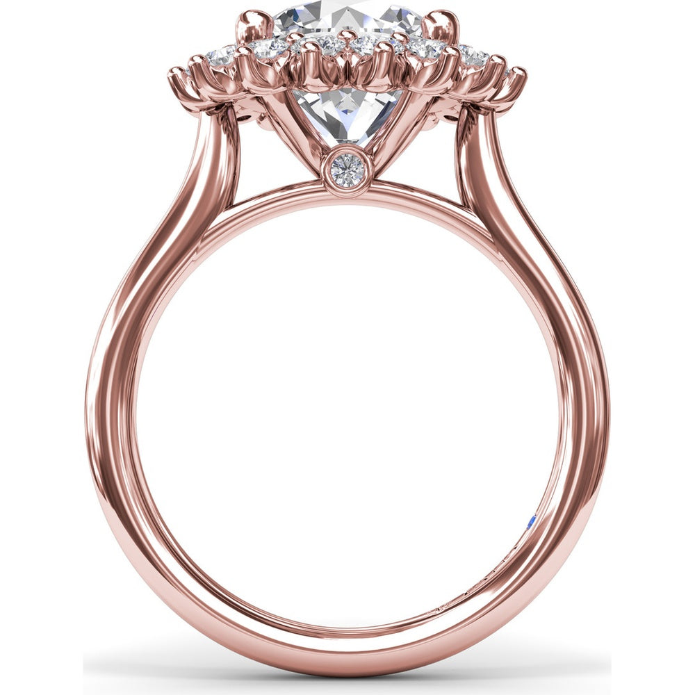 Floral Halo Engagement Ring Setting with Round Diamond Accents by Fana - 0.56 Carat Total Diamond Weight