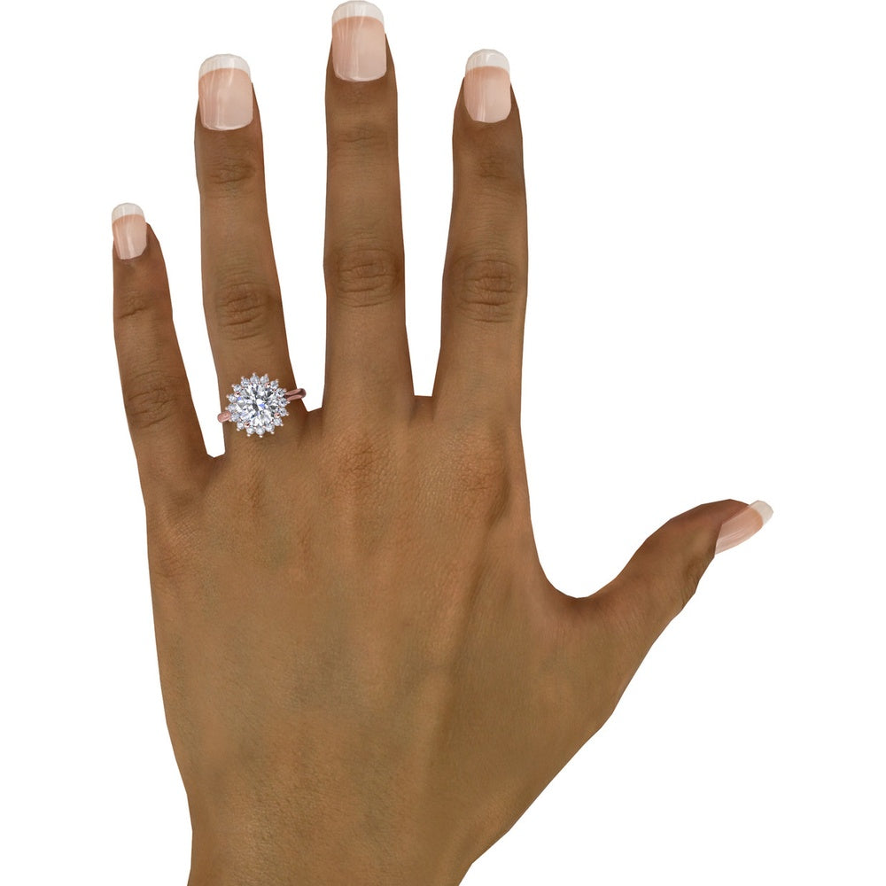 Floral Halo Engagement Ring Setting with Round Diamond Accents by Fana - 0.56 Carat Total Diamond Weight