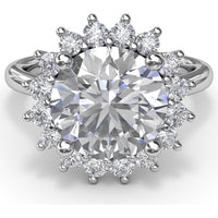 Floral Halo Engagement Ring Setting with Round Diamond Accents by Fana - 0.56 Carat Total Diamond Weight