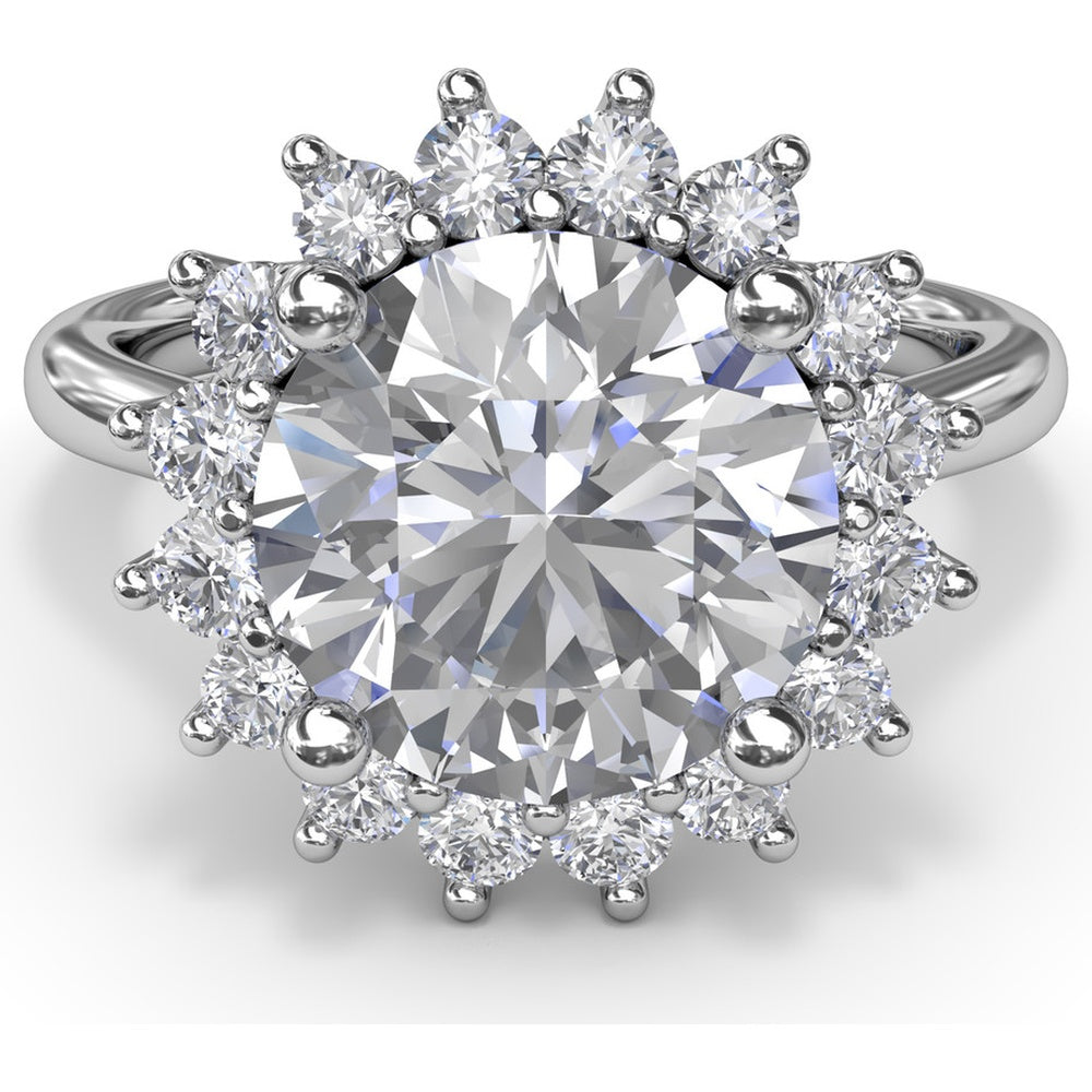 Floral Halo Engagement Ring Setting with Round Diamond Accents by Fana - 0.56 Carat Total Diamond Weight
