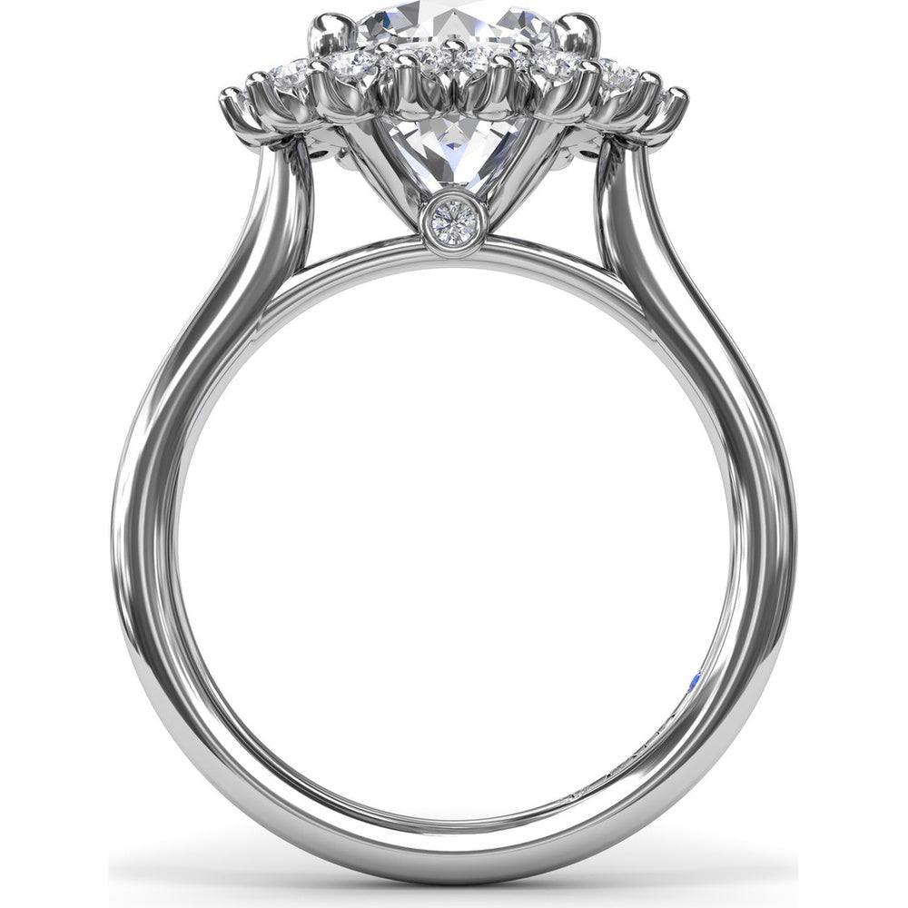 Floral Halo Engagement Ring Setting with Round Diamond Accents by Fana - 0.56 Carat Total Diamond Weight