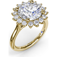 Floral Halo Engagement Ring Setting with Round Diamond Accents by Fana - 0.56 Carat Total Diamond Weight
