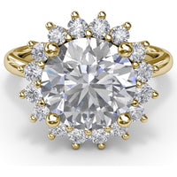 Floral Halo Engagement Ring Setting with Round Diamond Accents by Fana - 0.56 Carat Total Diamond Weight