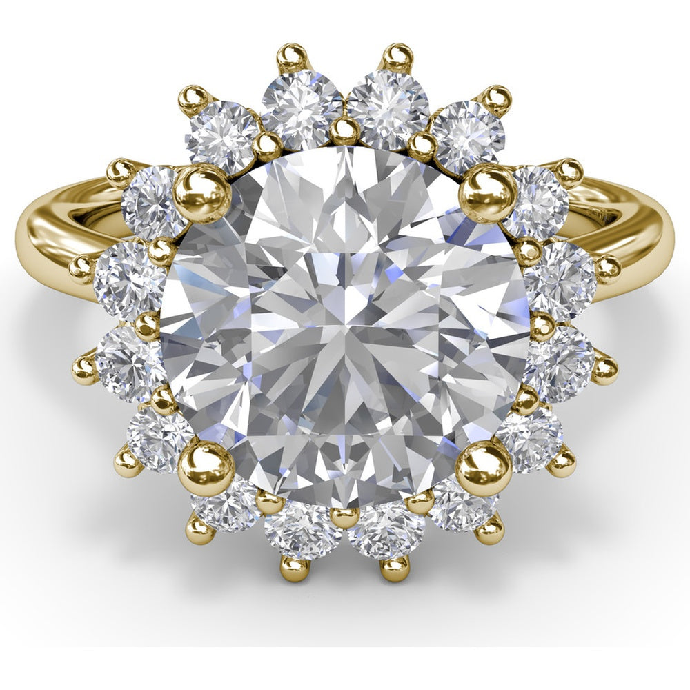 Floral Halo Engagement Ring Setting with Round Diamond Accents by Fana - 0.56 Carat Total Diamond Weight