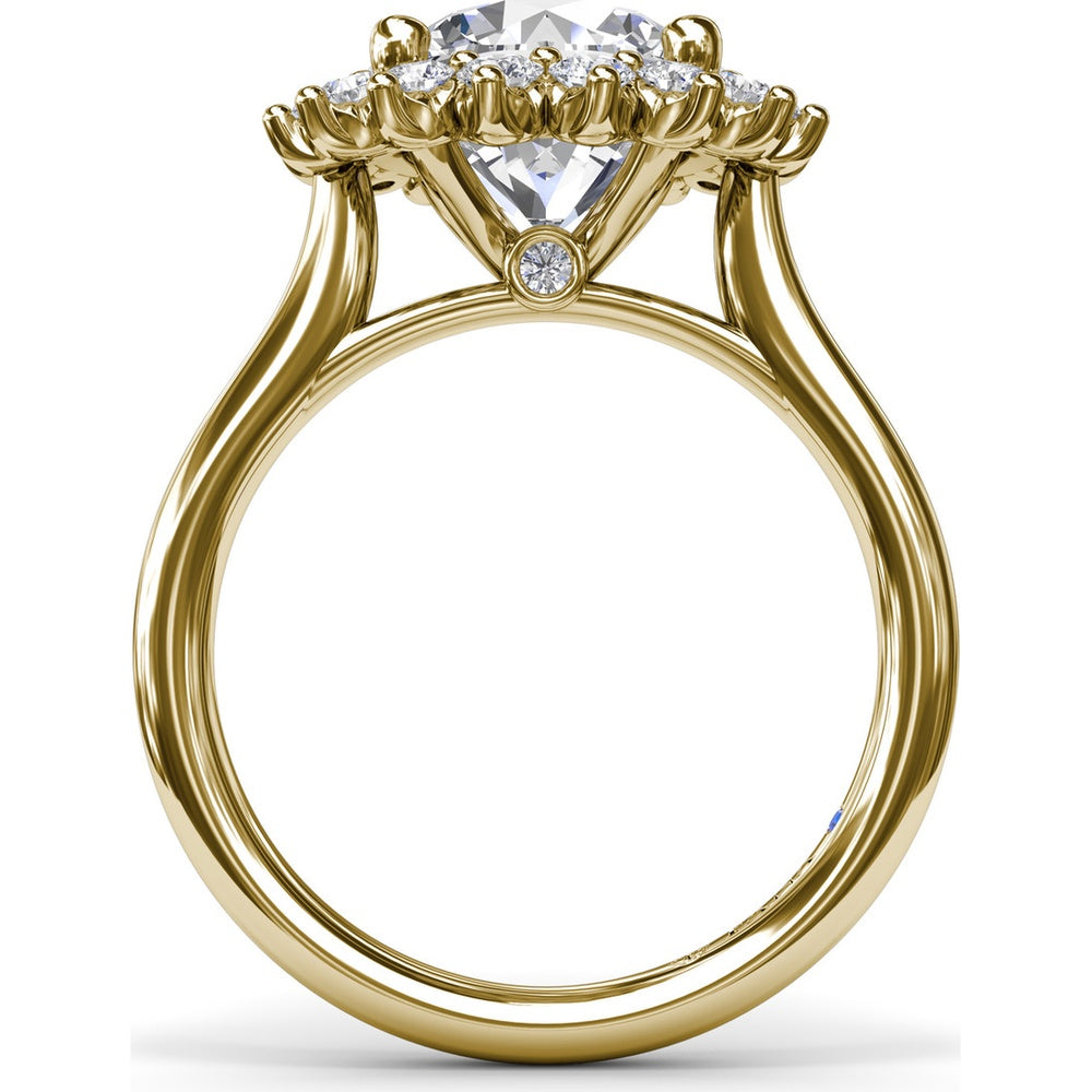 Floral Halo Engagement Ring Setting with Round Diamond Accents by Fana - 0.56 Carat Total Diamond Weight