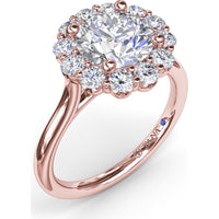 Floral Halo Engagement Ring Setting with Shared-Prong Round Diamonds by Fana - 0.62 Carat Total Diamond Weight