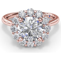 Floral Halo Engagement Ring Setting with Shared-Prong Round Diamonds by Fana - 0.62 Carat Total Diamond Weight