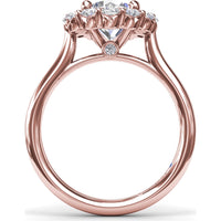 Floral Halo Engagement Ring Setting with Shared-Prong Round Diamonds by Fana - 0.62 Carat Total Diamond Weight