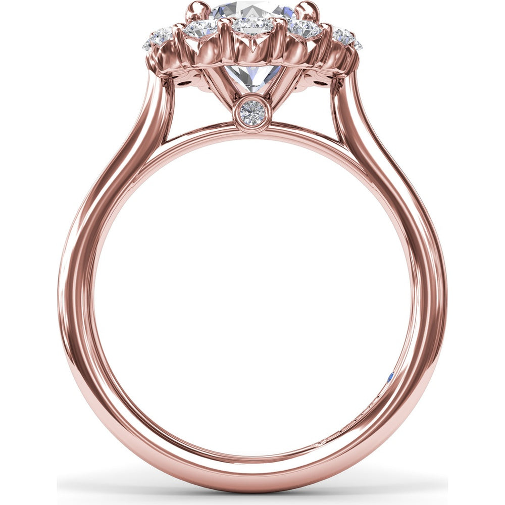 Floral Halo Engagement Ring Setting with Shared-Prong Round Diamonds by Fana - 0.62 Carat Total Diamond Weight