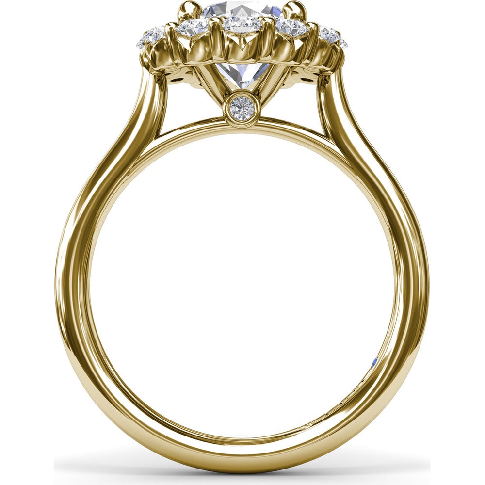 Floral Halo Engagement Ring Setting with Shared-Prong Round Diamonds by Fana - 0.62 Carat Total Diamond Weight