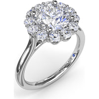 Floral Halo Engagement Ring Setting with Shared-Prong Round Diamonds by Fana - 0.62 Carat Total Diamond Weight