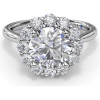 Floral Halo Engagement Ring Setting with Shared-Prong Round Diamonds by Fana - 0.62 Carat Total Diamond Weight