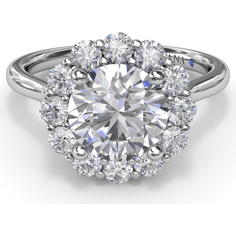 Floral Halo Engagement Ring Setting with Shared-Prong Round Diamonds by Fana - 0.62 Carat Total Diamond Weight