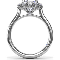 Floral Halo Engagement Ring Setting with Shared-Prong Round Diamonds by Fana - 0.62 Carat Total Diamond Weight