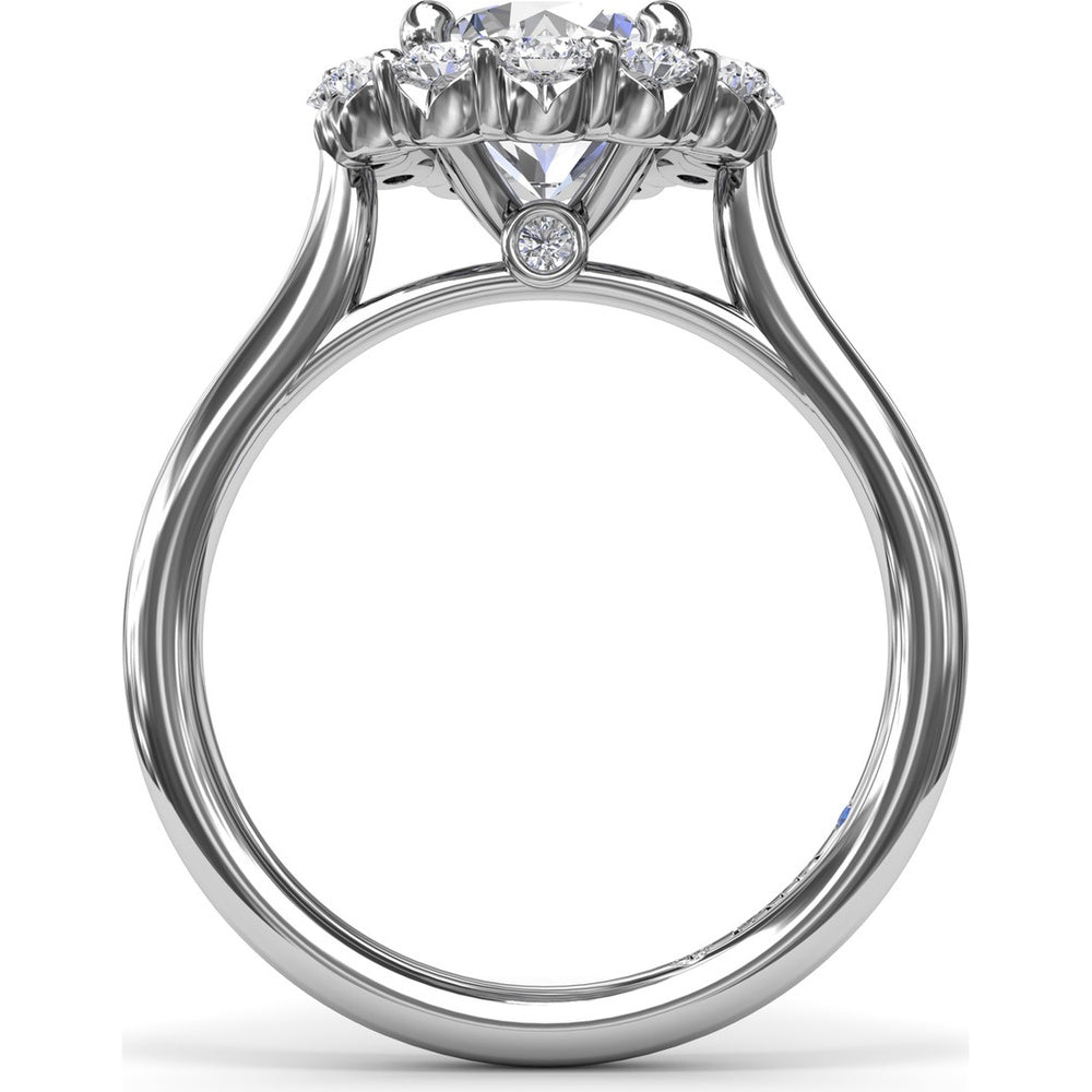 Floral Halo Engagement Ring Setting with Shared-Prong Round Diamonds by Fana - 0.62 Carat Total Diamond Weight