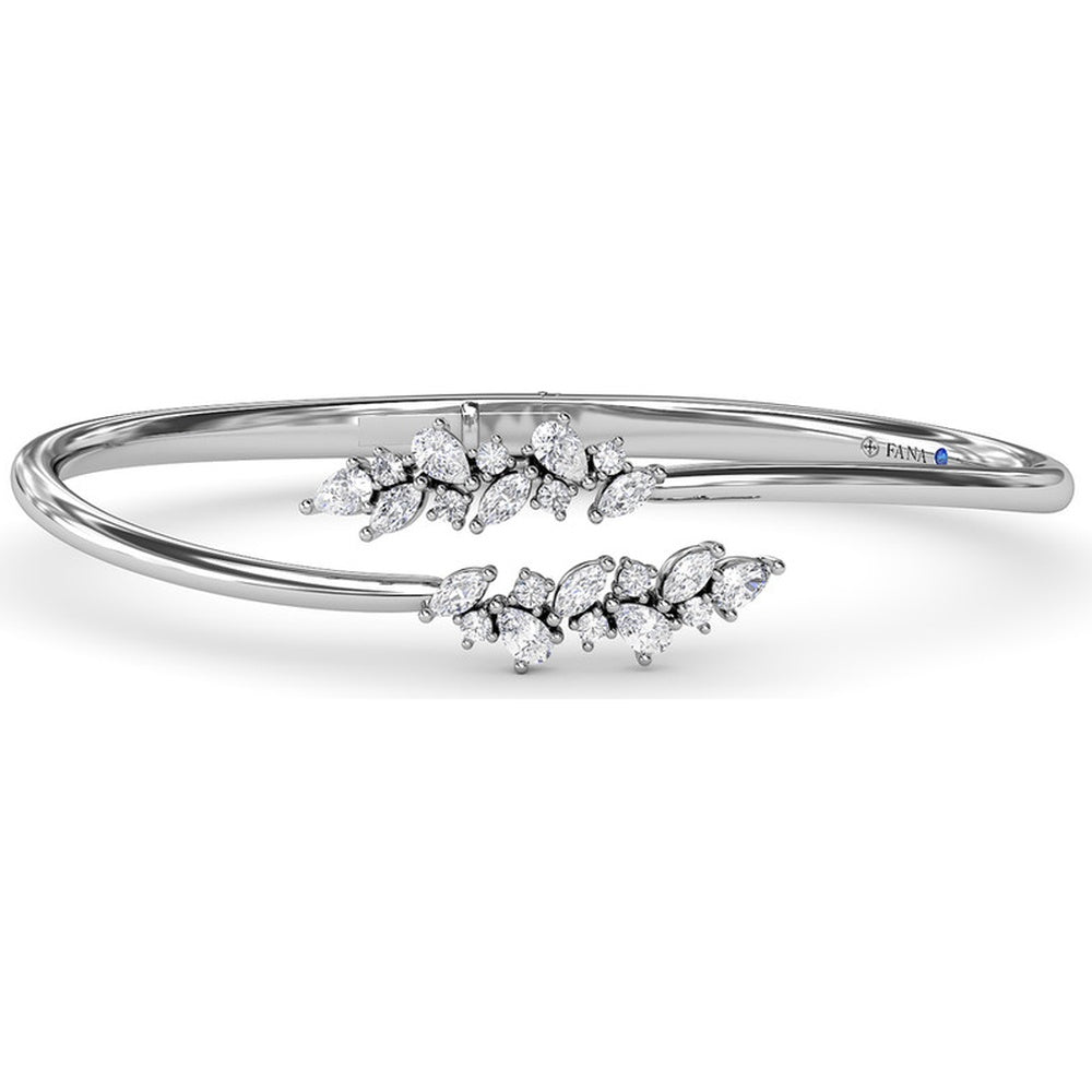 Floral Love Bangle with Mixed Shape Round, Marquise, and Teardrop Diamonds by Fana - 1.84 Carat Total Diamond Weight