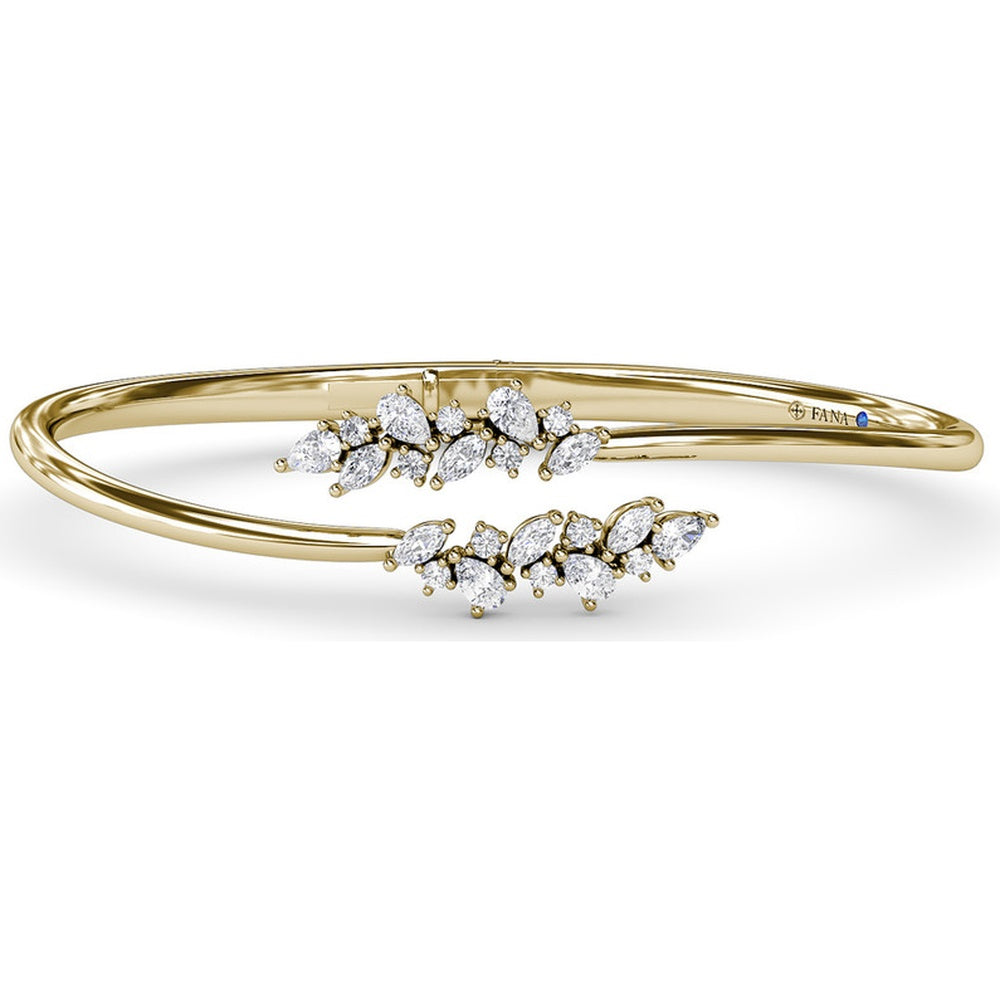 Floral Love Bangle with Mixed Shape Round, Marquise, and Teardrop Diamonds by Fana - 1.84 Carat Total Diamond Weight