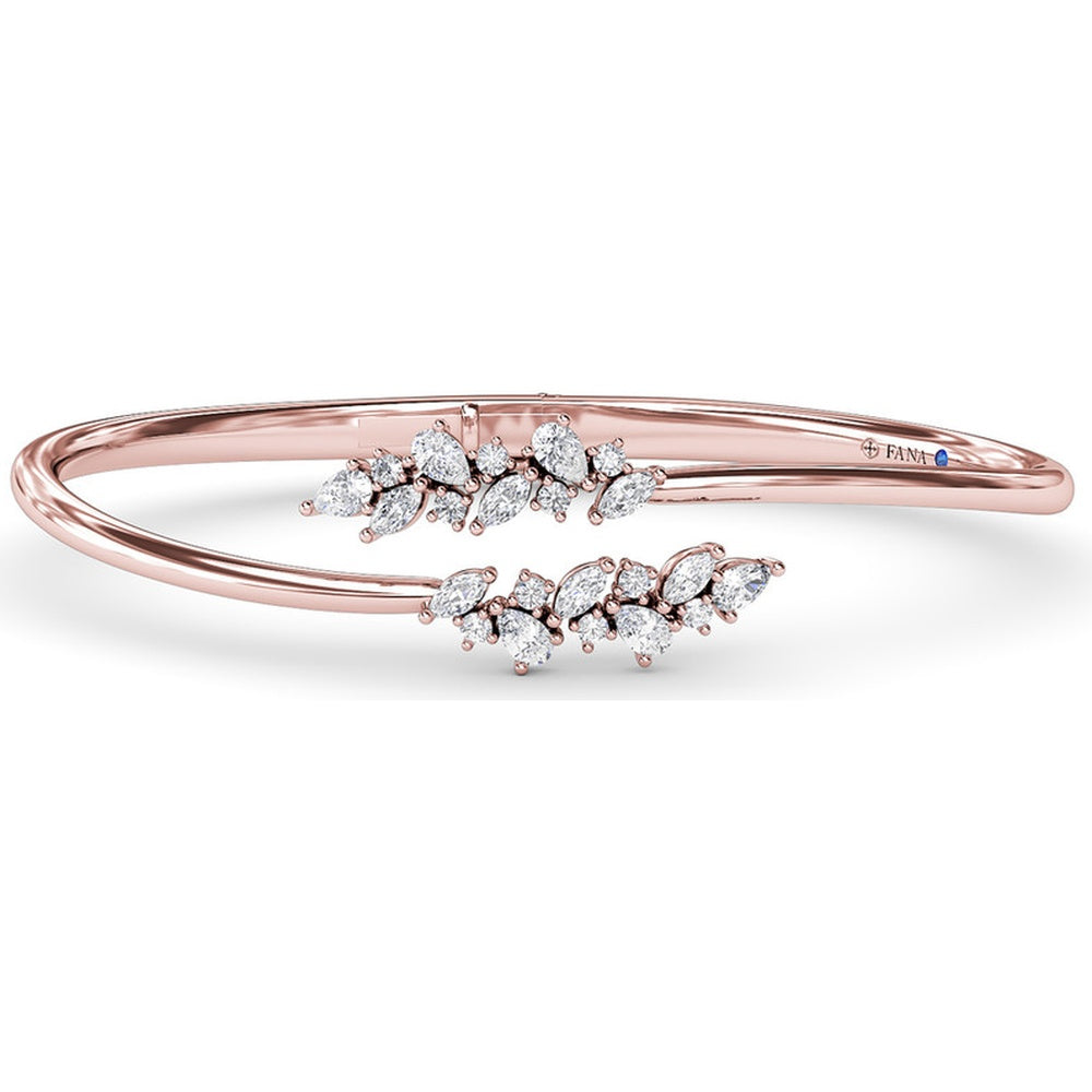 Floral Love Bangle with Mixed Shape Round, Marquise, and Teardrop Diamonds by Fana - 1.84 Carat Total Diamond Weight
