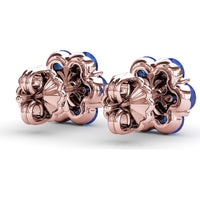 Floral Magnolia Stud Earrings with Round Sapphires and Diamonds by Fana - 2.64 Carat Total Gemstone Weight