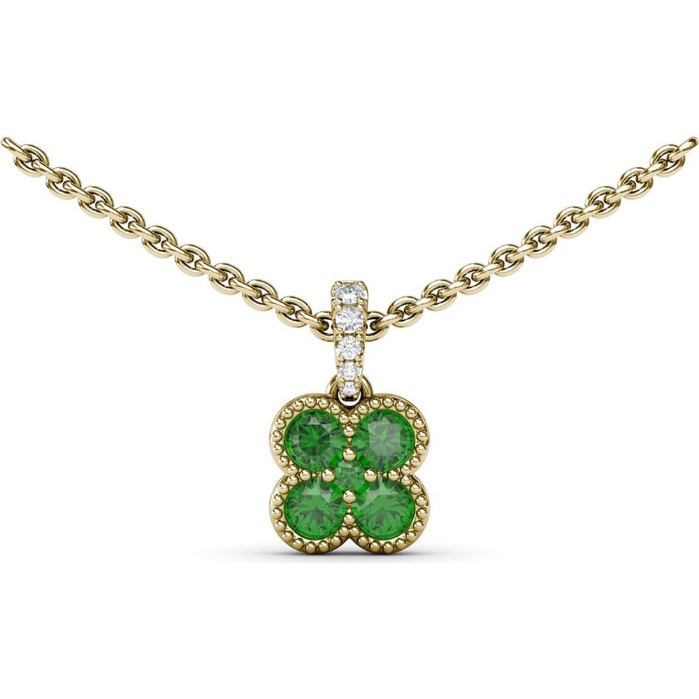 Floral Motif Pendant with Round Emeralds and Pavé Accents by Fana - 0.48 Carat Total Emerald Weight