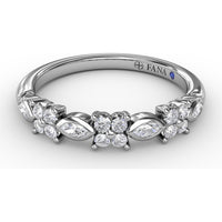 Floral Ring with Bezel-Set Marquise and Prong-Set Round Diamonds by Fana - 0.29 Carat Total Diamond Weight