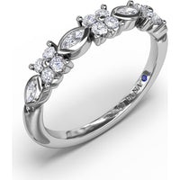 Floral Ring with Bezel-Set Marquise and Prong-Set Round Diamonds by Fana - 0.29 Carat Total Diamond Weight