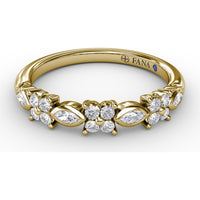 Floral Ring with Bezel-Set Marquise and Prong-Set Round Diamonds by Fana - 0.29 Carat Total Diamond Weight
