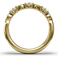 Floral Ring with Bezel-Set Marquise and Prong-Set Round Diamonds by Fana - 0.29 Carat Total Diamond Weight