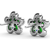 Floral Stud Earrings with Pear-Shaped Emeralds and Graduated Diamond Halo by Fana - 2.06 Carat Total Gemstone Weight