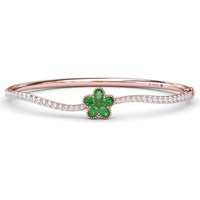 Floral Wave Bangle with Oval and Round Emeralds and Pavé Diamonds by Fana - 2.12 Carat Total Gemstone Weight