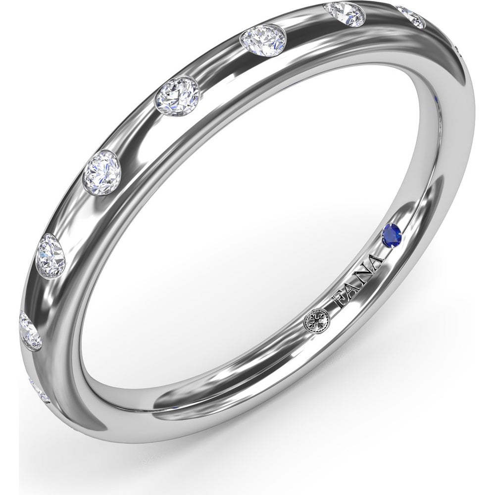 Flush Set Round Diamond Wedding Band with Polished Rounded Profile by Fana - 0.27 Carat Total Diamond Weight
