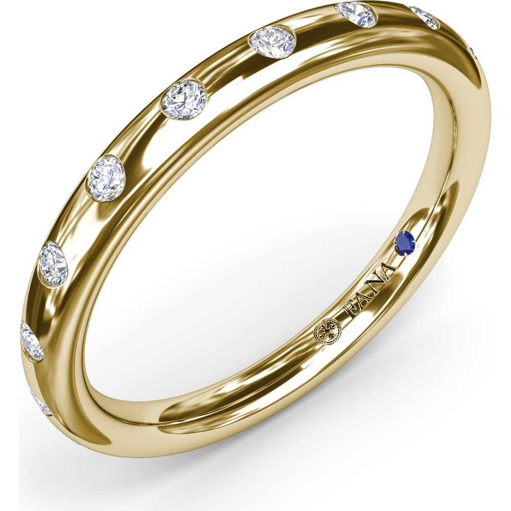 Flush Set Round Diamond Wedding Band with Polished Rounded Profile by Fana - 0.27 Carat Total Diamond Weight