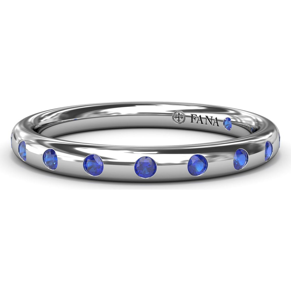 Flush Set Round Sapphire Wedding Band by Fana - 0.38 Carat Total Sapphire Weight