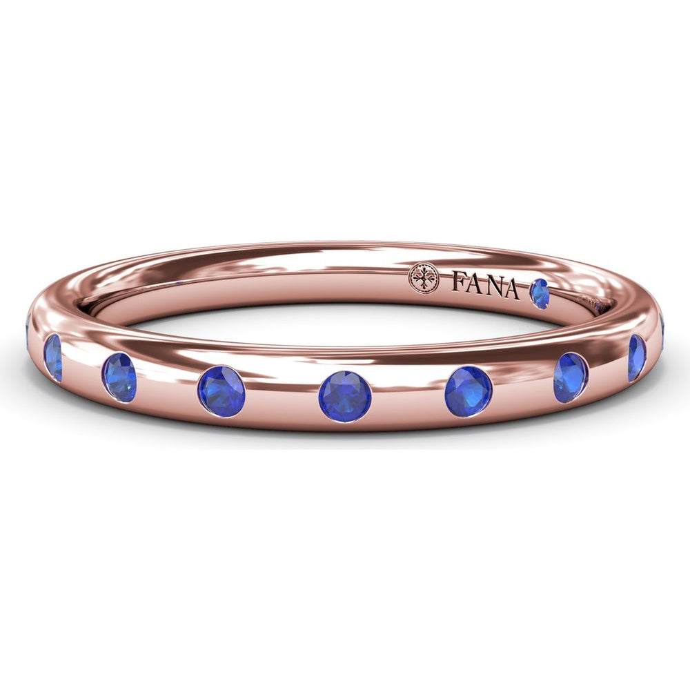 Flush Set Round Sapphire Wedding Band by Fana - 0.38 Carat Total Sapphire Weight