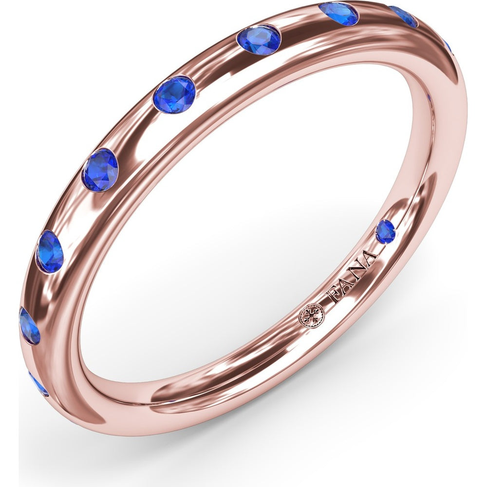 Flush Set Round Sapphire Wedding Band by Fana - 0.38 Carat Total Sapphire Weight