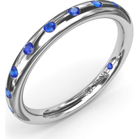 Flush Set Round Sapphire Wedding Band by Fana - 0.38 Carat Total Sapphire Weight