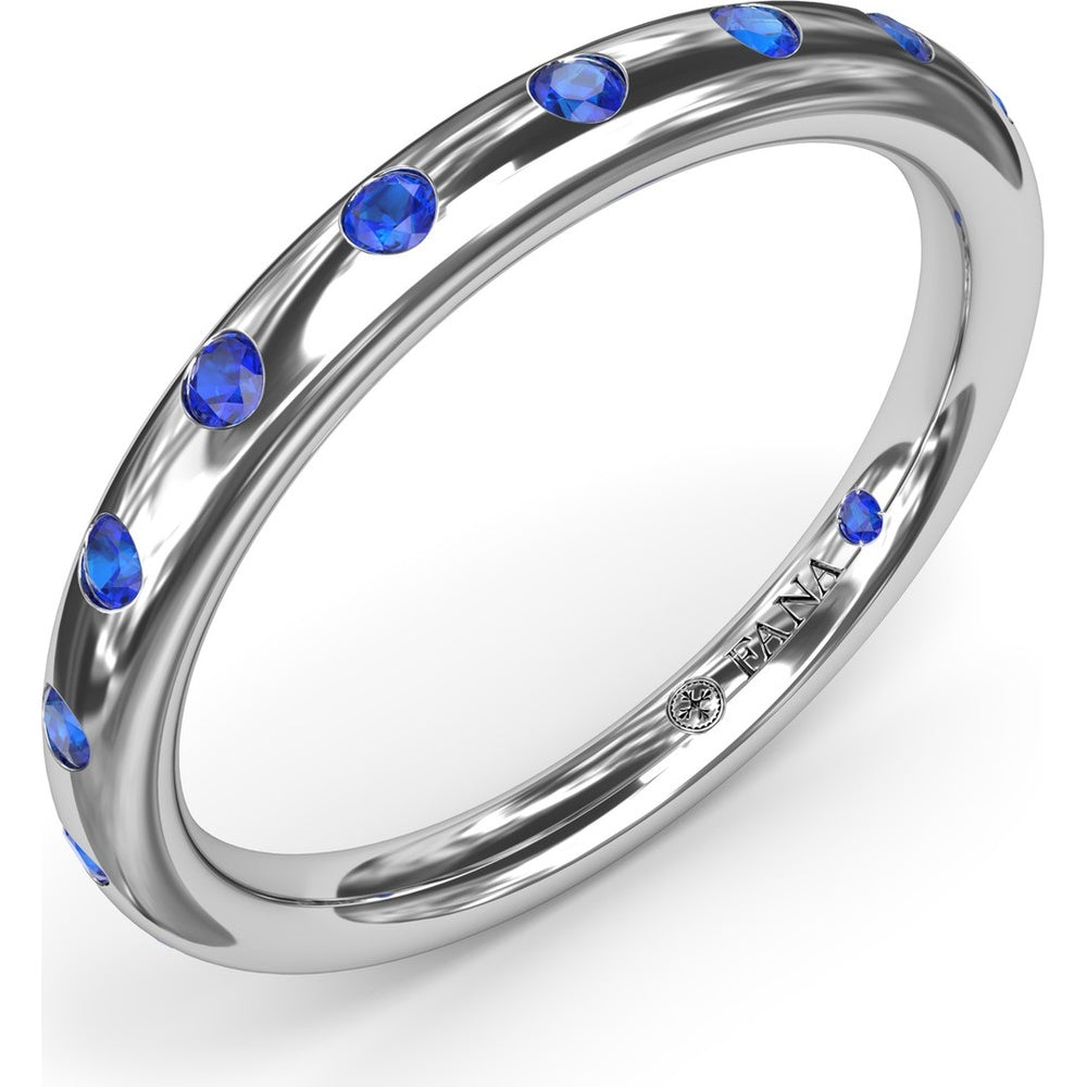 Flush Set Round Sapphire Wedding Band by Fana - 0.38 Carat Total Sapphire Weight