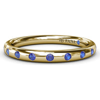 Flush Set Round Sapphire Wedding Band by Fana - 0.38 Carat Total Sapphire Weight