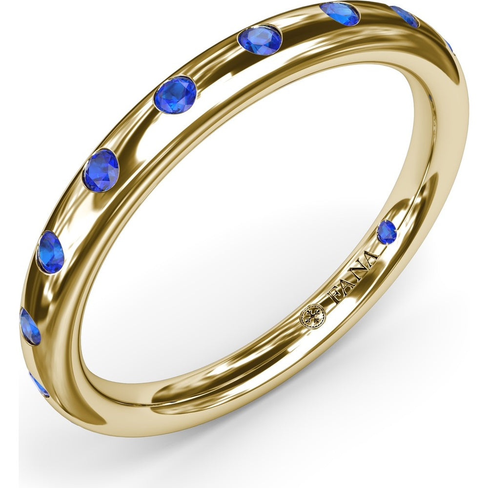 Flush Set Round Sapphire Wedding Band by Fana - 0.38 Carat Total Sapphire Weight