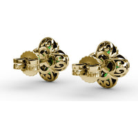 Four-Leaf Clover Emerald and Diamond Cluster Stud Earrings by Fana - 1.27 Carat Total Gemstone Weight