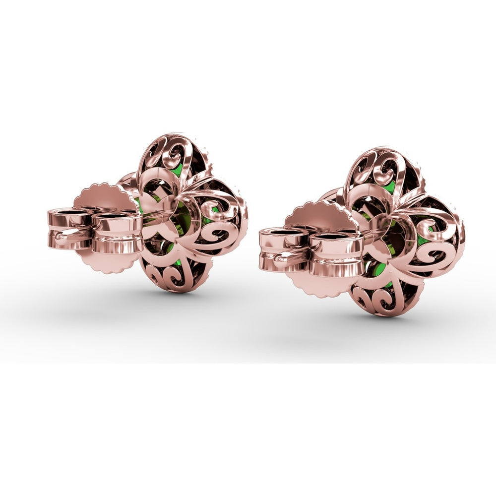 Four-Leaf Clover Emerald and Diamond Cluster Stud Earrings by Fana - 1.27 Carat Total Gemstone Weight