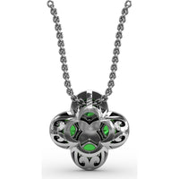 Four-Leaf Clover Pendant with Halo Set Round Emeralds and Diamonds by Fana - 1.31 Carat Total Gemstone Weight