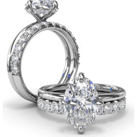 Four Prong Oval Solitaire Diamond Engagement Ring Setting with Hidden Halo by Fana - 0.09 Carat Total Diamond Weight