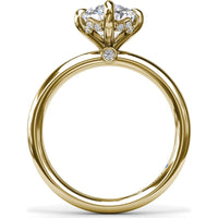 Four Prong Oval Solitaire Diamond Engagement Ring Setting with Hidden Halo by Fana - 0.09 Carat Total Diamond Weight