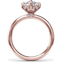 Four Prong Oval Solitaire Diamond Engagement Ring Setting with Hidden Halo by Fana - 0.09 Carat Total Diamond Weight