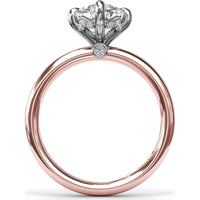 Four Prong Oval Solitaire Diamond Engagement Ring Setting with Hidden Halo by Fana - 0.09 Carat Total Diamond Weight