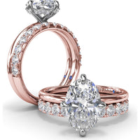 Four Prong Oval Solitaire Diamond Engagement Ring Setting with Hidden Halo by Fana - 0.09 Carat Total Diamond Weight