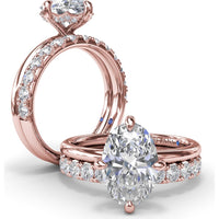 Four Prong Oval Solitaire Diamond Engagement Ring Setting with Hidden Halo by Fana - 0.09 Carat Total Diamond Weight